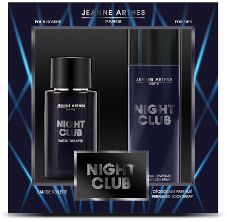 JEANNE ARTHES - Coffret Cadeau pour homme - Night Club - Eau de toilette 100 ml + Déospray 200 ml - Parfum Jasmin Vétiver - Fabriqué en France à Grasse