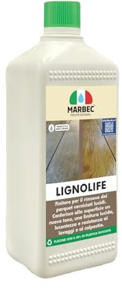 MARBEC LIGNOLIFE 1LT Finitore di recupero per parquet verniciato lucido usurato e opacizzato. Ridona al legno una nuova lucentezza e colore, resistenza ai lavaggi e al calpestio.