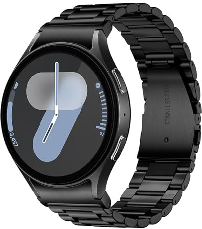 NEAWO Edelstahl Metall Armband Compatible mit Samsung Galaxy Watch 7/6/5/4/FE 40mm 44mm/Samsung Galaxy Watch 6/4 Classic 46mm 47mm 42mm/Galaxy Watch 5 Pro, 20mm Ersatzarmbad Damen Herren Schwarz
