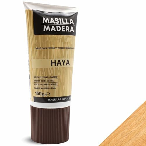 TECHZOCO Holzkitt Buche, ideal zum Füllen und Reparieren von Holz im Innenbereich, gebrauchsfertiger Spachtel, Lochfüller, Rohrformat, Buchenfarbe, 150 g