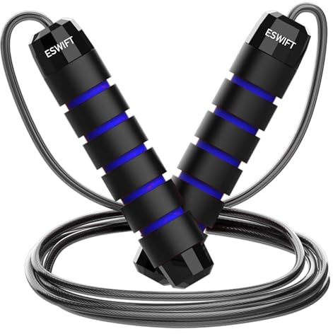 ESWIFT Jumping Premium-Sprungschnur - verstellbare Länge, rutschfeste Griffe, Hochgeschwindigkeits-Springseil für Fitness, Cardio und Training - 2,8 m lang für Kinder und Erwachsene
