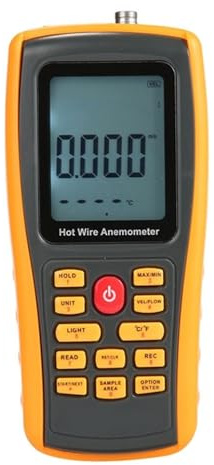 Anémomètre, Anémomètre numérique portable à fil chaud avec écran LCD de 2,6 pouces, mesure de la vitesse du vent et de la température du vent