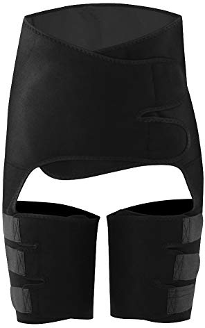 ANKROYU Ceinture 3 en 1 Ceinture amincissante Taille haute Soutien des cuisses Releveur de hanches pour femmes Fitness Yoga Gym Entraînement Noir Polyester Néoprène S M L XL 2XL 3X (L/XL)