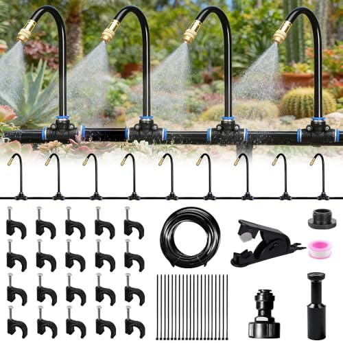 SGZIOO Système d'irrigation automatique de jardin 10 m - Arrosage automatique - Kit d'irrigation goutte à goutte avec 10 buses réglables - Pour jardin, serre, balcon, terrasse