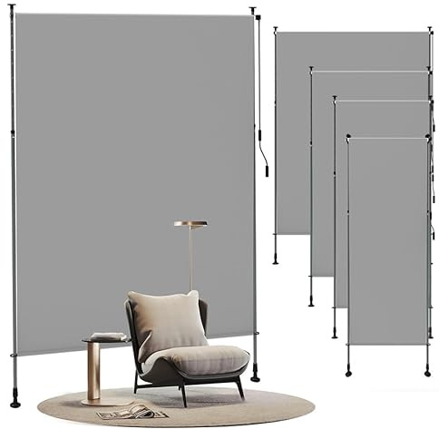 Aufun Senkrechtmarkise Balkon 100x310 cm, Klemmmarkise außen ohne Bohren, ausziehbar & Blickdicht, Vertikalrollo mit Handkurbel, Wasserfest, Wind- und Sonnenschutz für Terrasse & Garten, Hellgrau