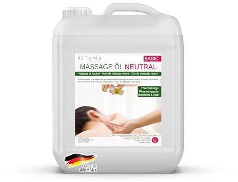 Kitama Massageöl Neutral 5l (5-Liter) | Körperöl zum Einsatz für Massagen I Für Thai-Massage Physiotherapie & Spa