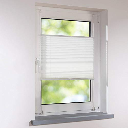 Plissee Klemmfix Faltstore UNIVERSAL Faltrollo ohne Bohren - 50 x 120 cm - altweiß