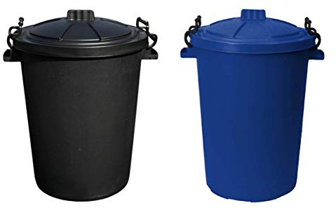 JMS we create smile Recycled Plastic 50L Blue or Black Colour Garden Bins/Compost Bin/Outdoor Bins (Black + Blue)