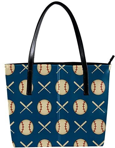 Schultertasche Leicht Casual Schultasche Lehrertasche Handtasche Geldbörse Retro Baseball Muster Blau Retro, Mehrfarbig