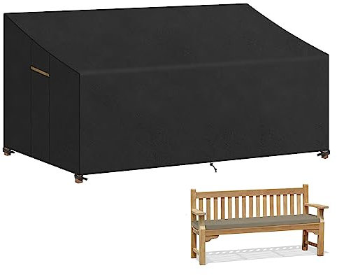 VANSHEIM Housses de banc de jardin d'extérieur - Imperméable - 3-4 places - Anti-UV - 190 x 80 x 63/89 cm