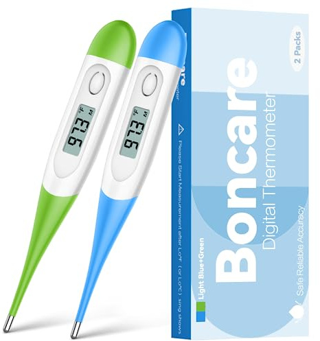 Thermometer for Baby, 2 Packs, Rectal Digital Thermometer with 10 Seconds Fast Reading (Light Blue+Green)