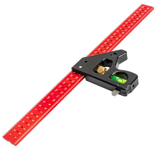 Combination Square - Engineers Square Heavy Duty, Professional Heavy Duty Square Tool, Adjustable Set Square Carpentry | Multifunctional 45/ Ruler with Bubble for Accurate Measurement