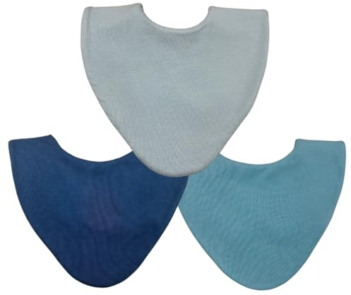 Bibbilyboo Waterproof Baby Dribble Bib, Blue 3 Pack, 0-2 Years - Highly Absorbent & Naturally Antibacterial - Adjustable, Waterproof & Breathable Fabric - Award Winning Teething Bibs