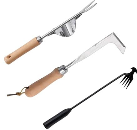Yizerel Hand Weeder Tool Garden Weeding Tool, Uprooting Weeding Tool Gardening Weeder Tool, Stainless Steel Gardening Tools for Yard and Garden, 3 Pcs