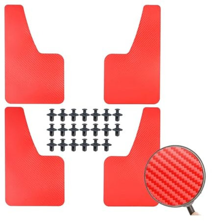 Parafanghino Paraspruzzi Universali Auto Parafanghi Modellati Copri Parafango Anteriore E Posteriore Accessori Lo Styling Effetto Fibra Carbonio Nero Rosso Anteriore Posteriore Parafango(Red,4pcs)