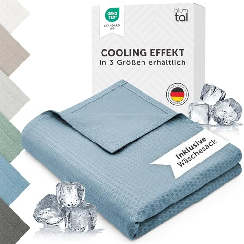 Blumtal coperta refrigerante letto 200x230 cm - cooling blanket in bambù - coperta rinfrescante per l'estate certificata OEKO-TEX - coperta estiva divano o viaggio - coperta divano estiva - in blu