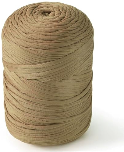 NOTIONSLAND 400 g T-shirt-garn, stickgarn, tyg, virkgarn för väska, korg, filt, heminredning – mörk khaki