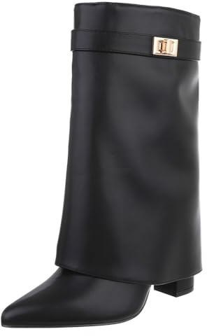 Ital Design Damenschuhe Stiefel High-Heel Stiefel, LA3115-, Kunstleder, Schwarz, Gr. 39