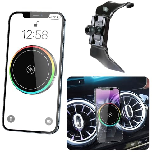 LUNQIN Car Magnetic Phone Mount for Mercedes Benz GLA-Class 2021 2022 2023 2024 2025 2026 Auto Interior Accessories Best Cellphone Holder Fast 15W Wireless Charger Cell Phones Charging Screen Stand