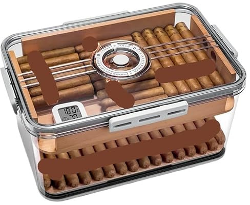 Stor bärbar förseglad cigarrlåda luftfuktare cederträ multifunktionell hygrometer för förvaring