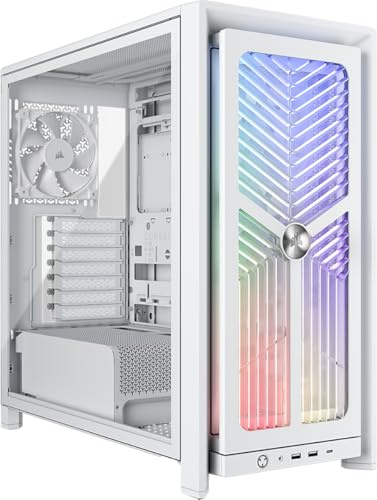 CORSAIR FRAME 4000X RS Case PC Mid-Tower – Bianco | Pannello Frontale RGB, 4 Ventole PWM RS120 Incluse, Compatibile Con Scheda Madre Rovesciata, Stabilizzazione Anti-Cedimento
