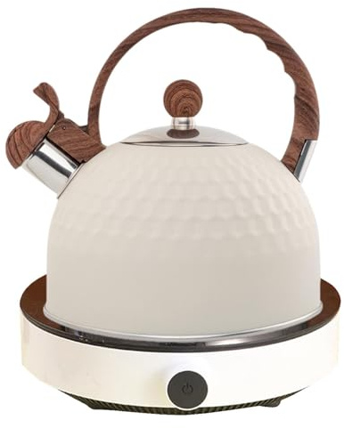 Bouilloire sifflante vintage de 2,5 l - Pour cuisine, appartement, dortoir, pique-nique, jardin, terrasse, balcon