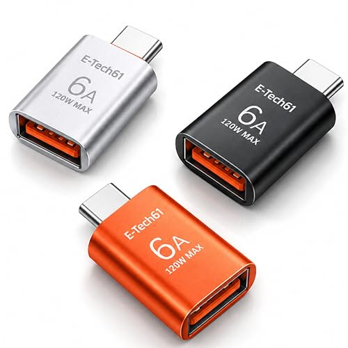 USB C to USB Adapter 3Pack,USBC Male to A Female 3.0 OTG MacBook Pro/Air Adapter,Type C Thunderbolt 4 3 Converter for Apple iPhone 17 17e 16,Mac,iPad,Microsoft Surface,Samsung Galaxy S26