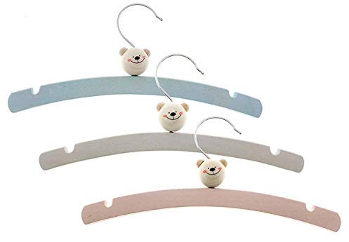 Hess Holzspielzeug 13361 - Kleiderbügel aus Holz, Serie Bär nature, 6 teilig, zum Aufhängen von Baby- und Kinderkleidung, ca. 26 x 12 cm groß