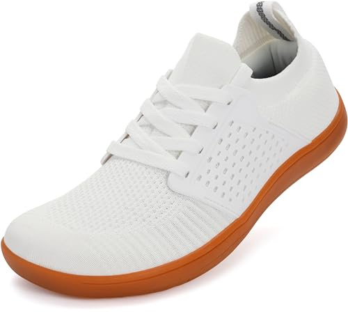 WHITIN Women's Minimalist Barefoot Low Zero Drop Shoes Female Sneakers Width Ladies Size 9 Wide Toe Box Trail Running Wider Tennis White/Gum 40