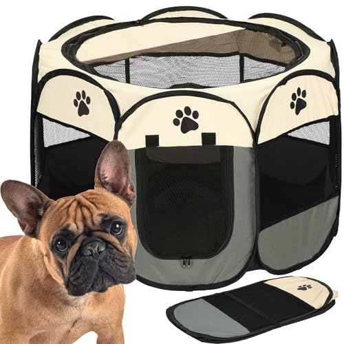 SPRINGOS Welpengehege mit Boden Welpenauslauf Faltbar Hunde Katzen Frettchen B x L x H: 81 x 81 x 58 cm für die Wohnung Hundeauslauf Hundebox Haustierkäfig