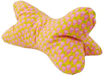 POWER INN Leseknochen groß ca. 44x23cm | Nackenkissen als Buchstütze und Lesekissen | 60° waschbar aus hochwertigem Designer-Druckstoff 100% Baumwolle (Baumwolle, Rosa-Gelb)