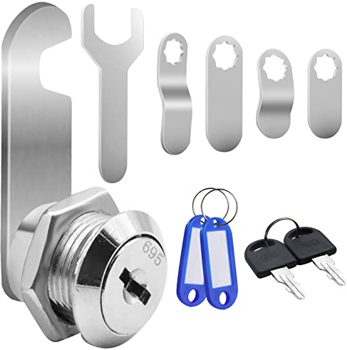 VEGCOO Serrure Boîte aux Lettres 20mm avec 2 Clés et 5 Plaques Différentes, Casier, Vestiaire pour Tiroir, Placard, Classeur (1PCS, 20MM)