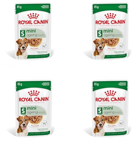 Royal Canin Mini Ageing 12 + | 4er Pack | 4 x 12 x 85 g | Alleinfuttermittel für kleine Senior Hunde | Kann dabei helfen die Nierengesundheit von Hunden zu unterstützen