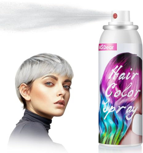 Weiß Haarfarbspray, Temporäres Gefärbtes Haarspray, Auswaschbares Einmal-Haarfarbspray Für Party Kostümfest Cosplay Halloween, Schnelle Färbung, Geeignet Für Kindern Und Erwachsenen-100ml