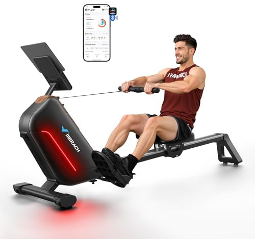 MERACH Rowing Machines for Home, Powerful Electromagnetic Row Machine with 51.2 Extended Rail, 16-Level Handle Resistance Adjustment Rower, 350 LBS Load Capacity, Ergonomic Comfort Seat, Easy Storage