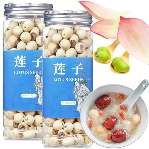 Wanhua Hall Natural Lotus Seeds Dried Lotus Seed 14.1oz/400g White Lotus Seeds Core Removal Dermabrasion Premium Lotus Seed 莲子 白莲子 莲子干