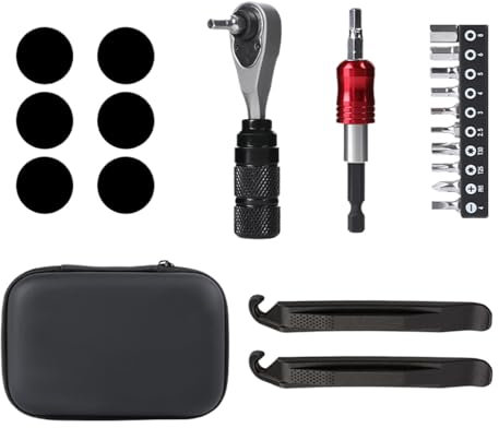 Kit de reparación de bicicletas, juego de llaves de trinquete, herramientas multifuncionales para bicicletas, juego de llaves de trinquete, herramientas y mantenimiento para ajuste, reparaciones de
