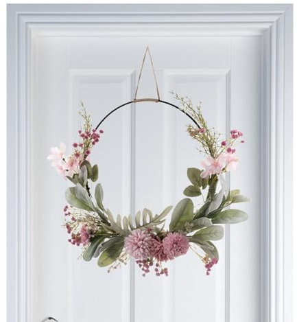 Türkranz Deko | Löwenzahn-Gypsophila- | Lila Chrysantheme rosa Orchidee | Farbige Bauernhaustürhänger | Künstliche Blumengirlande |