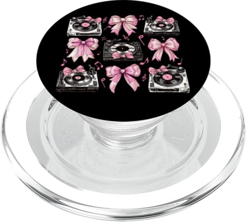 Coquette Bow Dj Disc Jockey - Tocadiscos para niña y mamá, color rosa PopSockets PopGrip para MagSafe