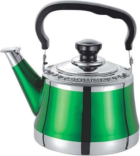 Pfeifen-Teekessel für Gasherd mit ergonomischem Cool-Touch-Griff, Edelstahl-Teekannen für Tee, Kaffee, Milch zum Kochen von Wasser (eine Farbe, 2 l) (9 1 l US)