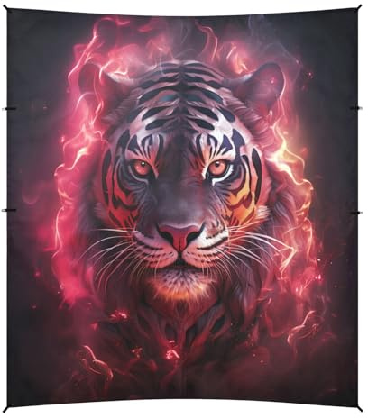 Tiré Tigre Frais éToilé Tente de Plage Facile à Monter,Abri Solaire pour Le Camping avec Sacs de Sable,Pelles à Sable pour Les Pique Niques en Plein Air