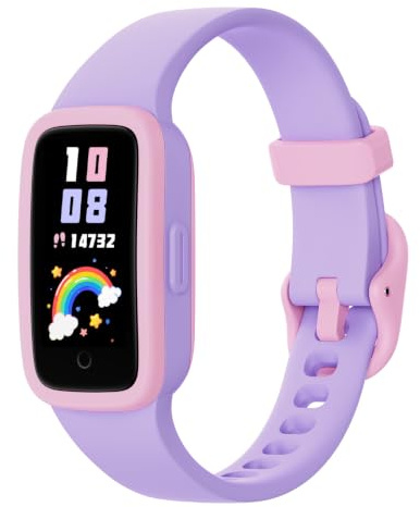 Barnklocka fitness tracker med aktivitetsspårning för flickor ålder 5-15, lila