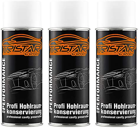 TRISTARcolor 3 x Hohlraumversiegelung Spraydose 400 ml transparent | Hohlraumkonservierung, kriecht in kleinste Ecken, verdrängt Feuchtigkeit, Langzeit-Rostschutz, inkl. Sonde, Made in Germany