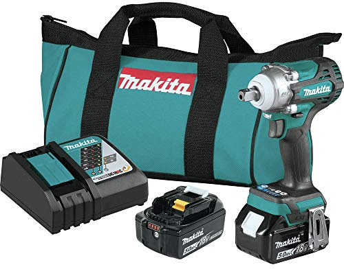 Makita XWT15T 18V LXT Lithium-Ion Brushless Cordless 4-Speed 1/2 Sq. Drive Impact Wrench Kit w/Detent Anvil (5.0Ah)