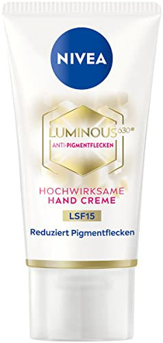 NIVEA Luminous Crema mani 630 LSF15 (50 ml), crema nutriente riduce le macchie di pigmento e previene la formazione di nuove macchie di pigmento, crema per le mani
