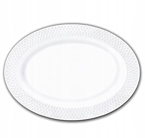 Wilmax | Platos | 35 x 25 cm | Plato llano de porcelana blanca | apto para lavavajillas | Plato de desayuno | Platos de pastel | Embalado en elegante caja de regalo