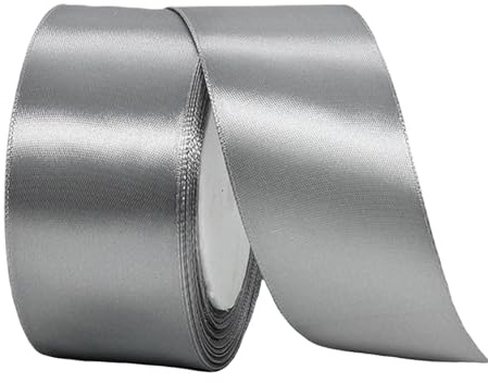Satinband Silbrig 40mm Breit Geschenkband Satin,22m Satinbänder Silbrig Dick Schleifenband Dekoband Seidenband Geschenkverpackung Stoffband Geschenkbänder für Dekorieren Basteln Kleid Hochzeit