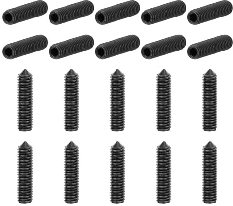 sourcing map Gewindestifte M3 x 12 mm, Karbonstahl, Kegelspitze, Innensechskant, Madenschrauben für Maschinen, Reparaturen zu Hause und Befestigungen, Schwarz, 40 Stück