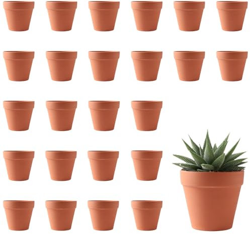 HIULLEN Petits Pots en Argile, 24 pcs Mini Pots De Fleurs, 4.8X4cm Pots en Argile pour Travaux Manuels, Pots en Terre Cuite avec Trou Drainage, Pots Plantes en Argile pour Plantes Succulentes Cactus