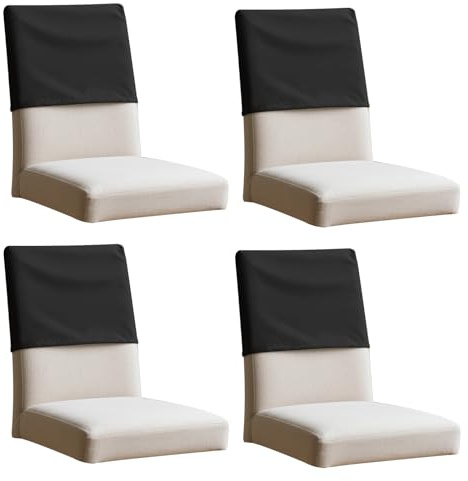Foppla 4Pcs Dining Chair Back Covers Elastic Polyester Chair Back Protective Cover Dustproof Backrest Slipcover Grey/Black for Home Office(black-m)